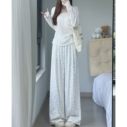 Floral High Waist Wide Leg Sweatpants