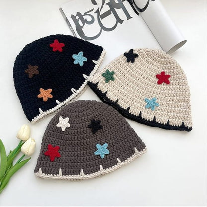 Floral Knit Cloche Hat - Hats