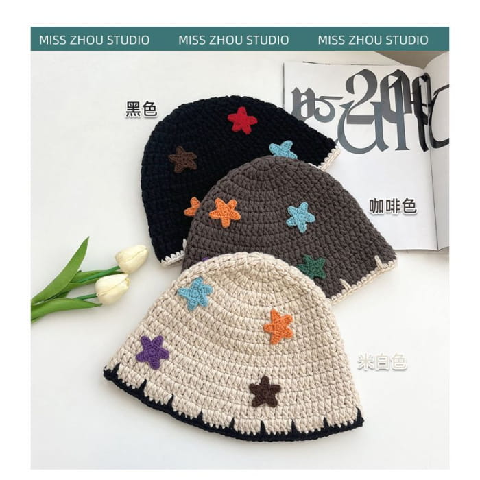 Floral Knit Cloche Hat - Hats