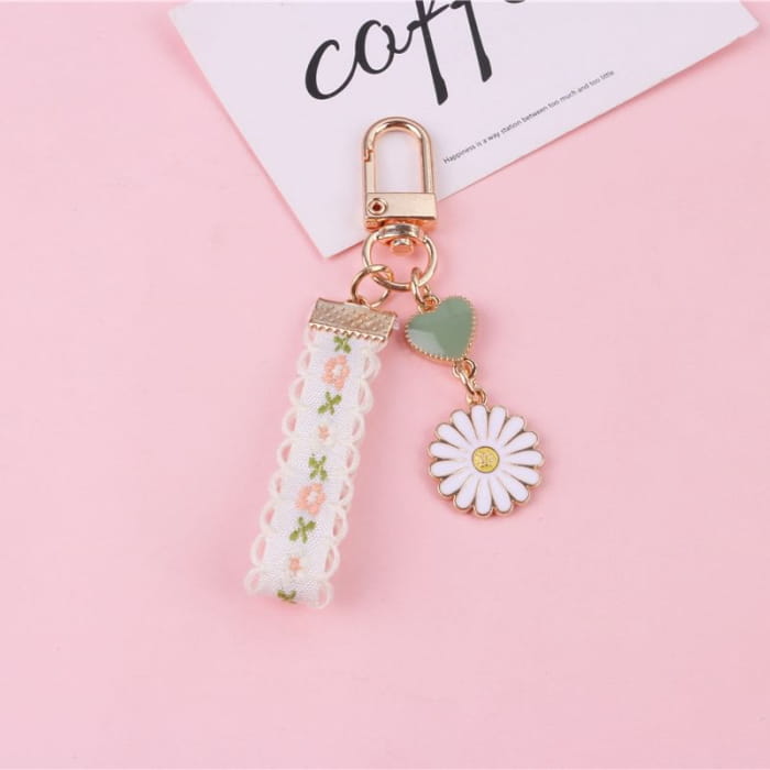 Floral Lace Alloy Bag Charm Keyring (Various Designs)