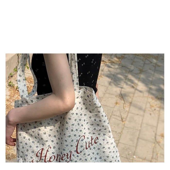 Floral Lettering Shopper Bag