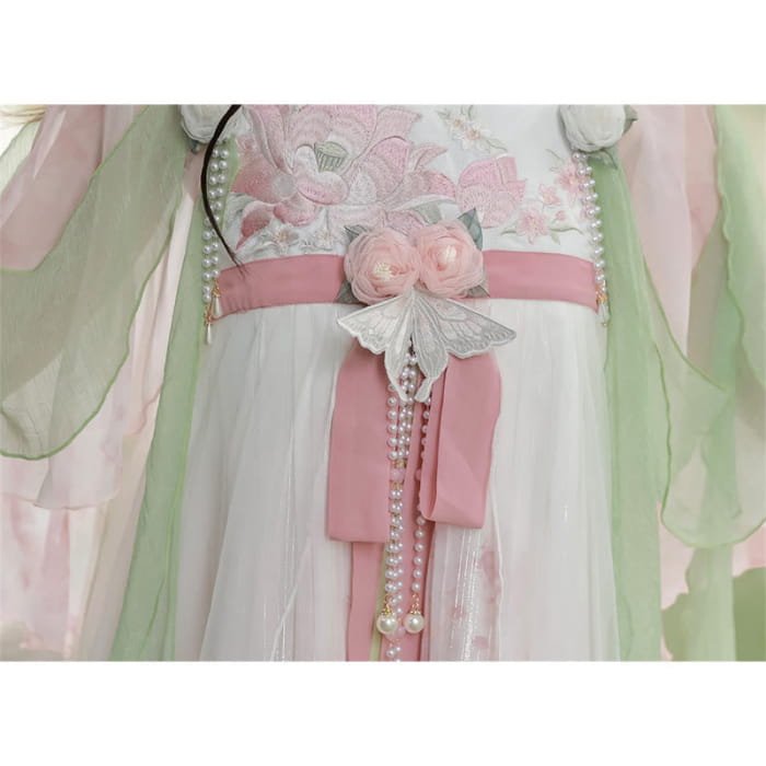 Floral Mesh Dress Hanfu Costume