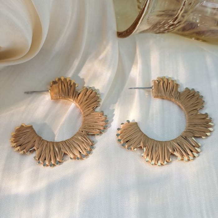 Floral Open Hoop Earring - 1 Pair - E6085-8 - Coffee