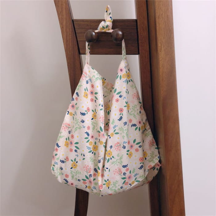 Floral Print Cotton Tote Bag