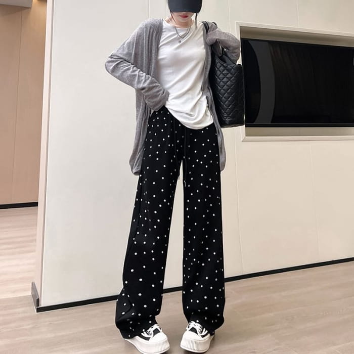 Floral Print High Waist Drawstring Wide Leg Sweatpants