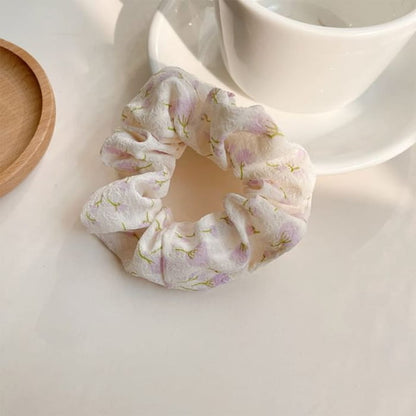 Floral Print Scrunchie - Purple / One Size