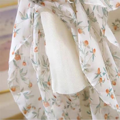 Floral Print Shoulder Chiffon Shirt Flowers Skirt