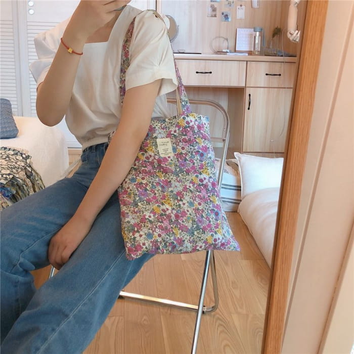 Floral Print Tote Bag