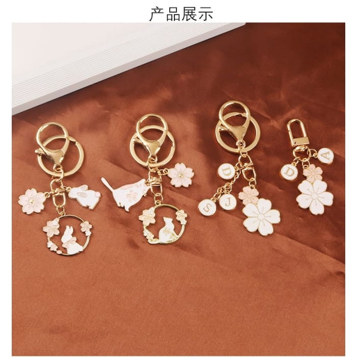 Floral / Rabbit Alloy Keyring (Various Designs)