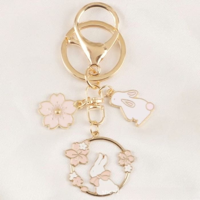 Floral / Rabbit Alloy Keyring (Various Designs) - Q906-1