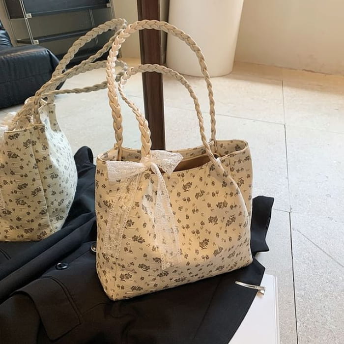 Floral Shopper Bag - Off-White / One Size