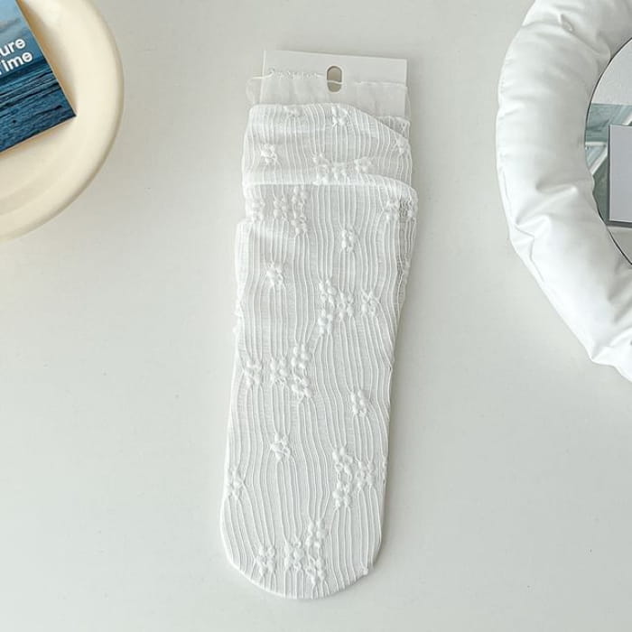 Floral Socks - White / One Size