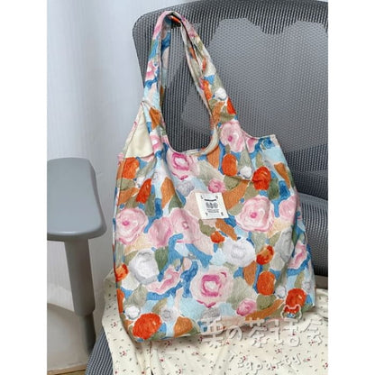 Floral Tote Bag / Charm / Set - Without - Orange / One Size