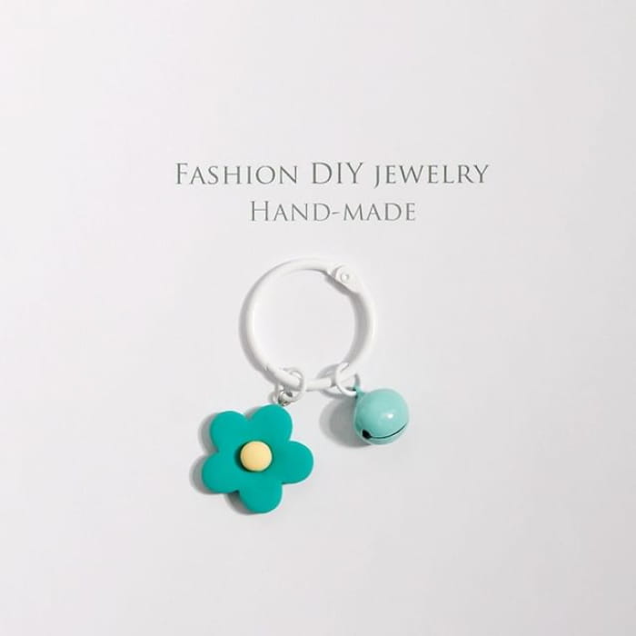 Flower Bag Charm / Key Ring - Green / One Size