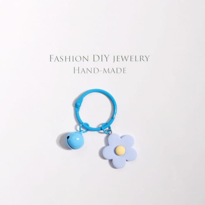 Flower Bag Charm / Key Ring - Light Blue / One Size