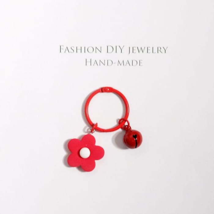 Flower Bag Charm / Key Ring - Red / One Size