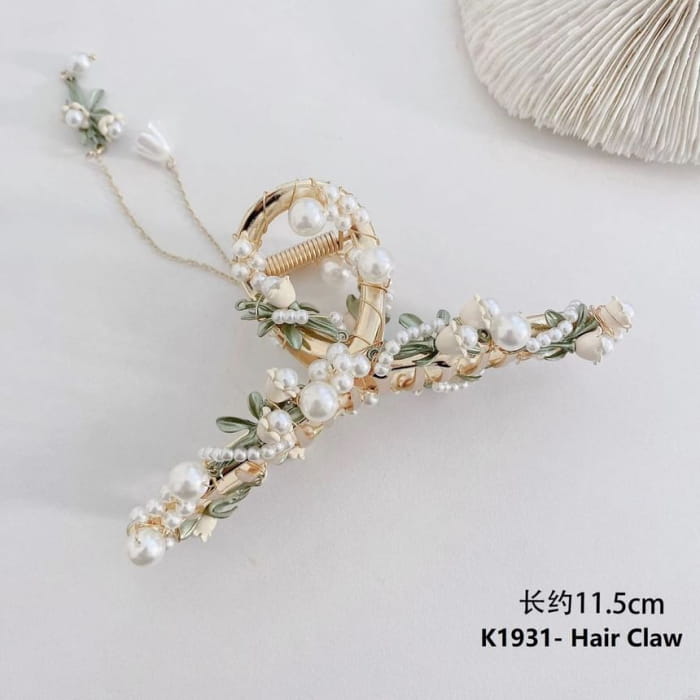 Flower Faux Pearl Hair Claw / Headband / Clip / Necklace