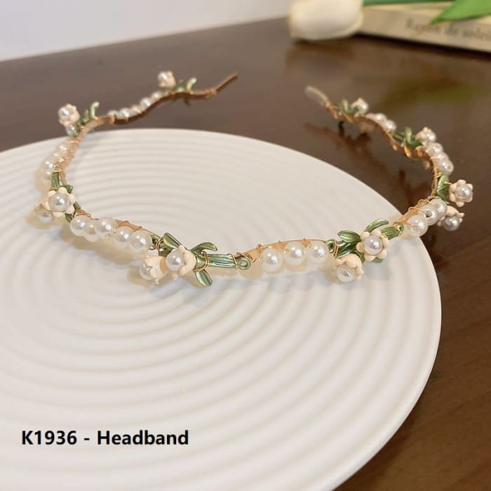 Flower Faux Pearl Hair Claw / Headband / Clip / Necklace