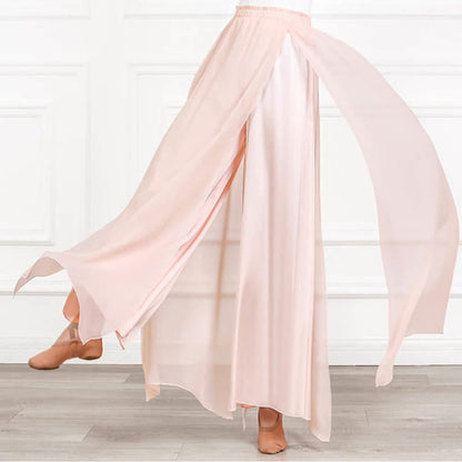 Flowy Chiffon Split Wide Leg Pants