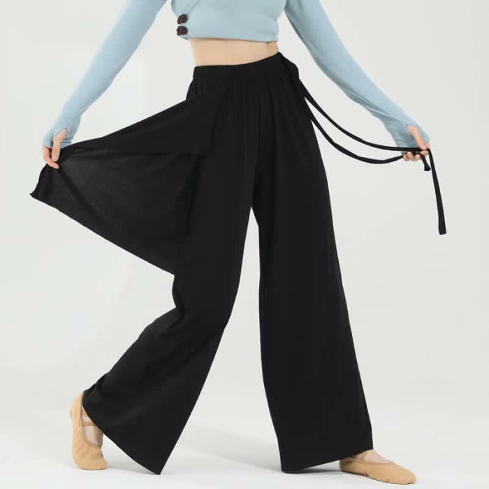 Flowy Lace Up Wide Leg Casual Pants