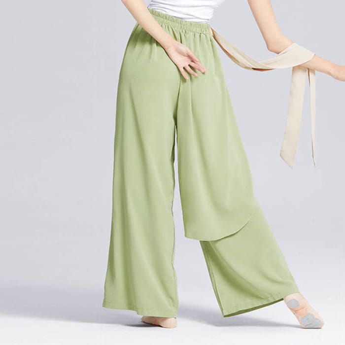 Flowy Ribbon Lace Up Wide Leg Pants