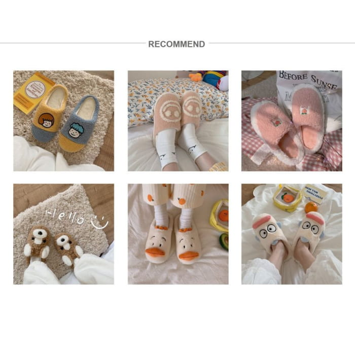 Fluffy Cartoon Home Slippers