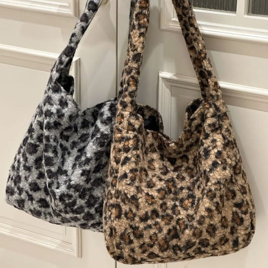 Fluffy Leopard Tote Bag