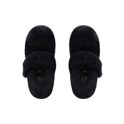 Fluffy Mary Jane Shoes - Black / 35