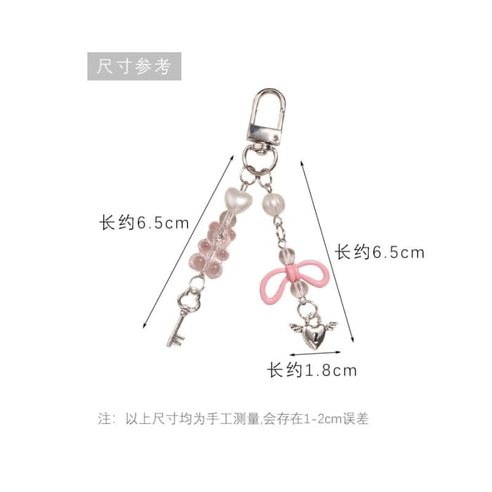 Flying Heart Lock & Key Acrylic Alloy Bag Charm Keyring