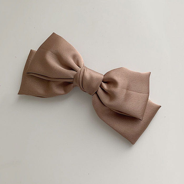 French Satin Hair Bow - Standart / Brown - Other