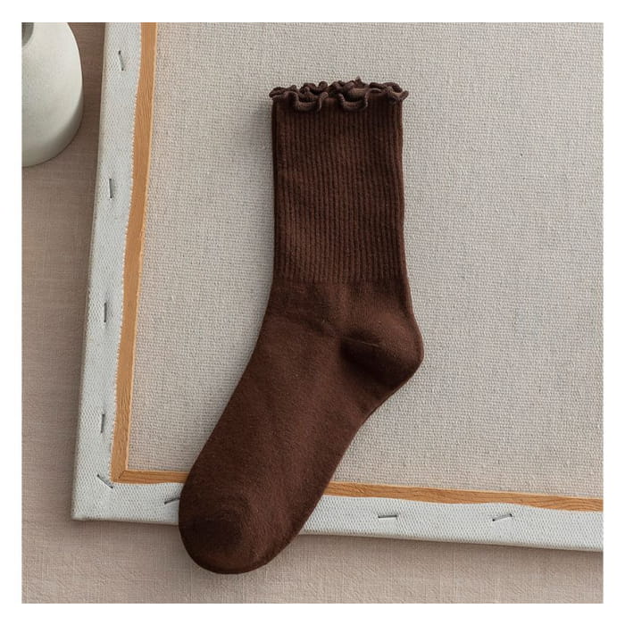 Frill Trim Plain Socks Set