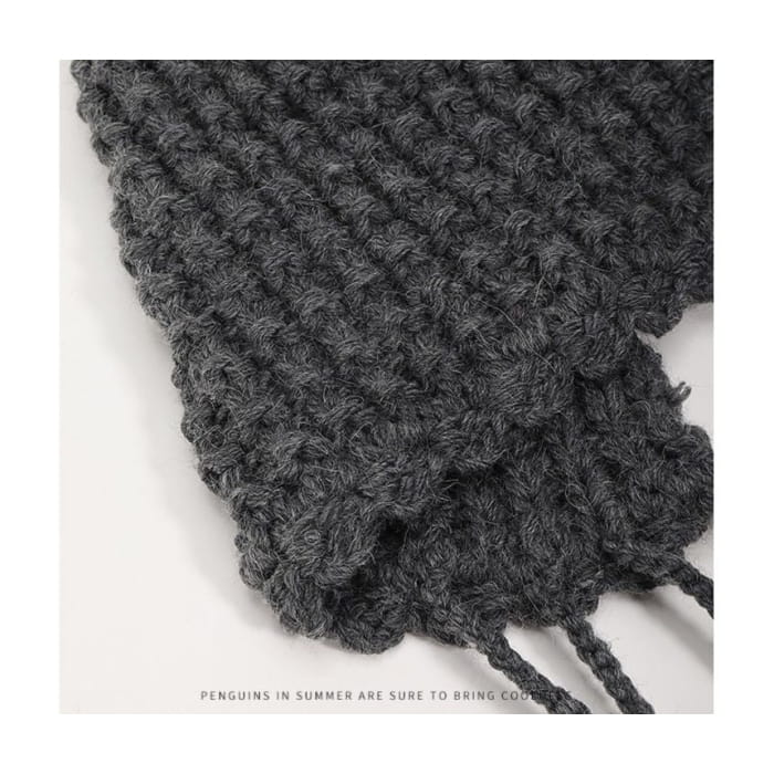 Fringed Knit Cloche Hat - Hats