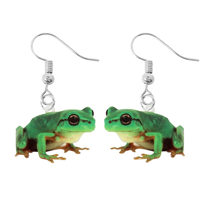 Frog Acrylic Earrings - Standart / Green - earrings