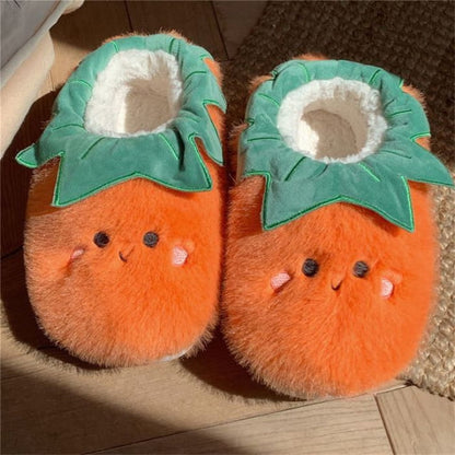 Frog Fluffy Slippers - High-back - Tomato - Tangerine / 36