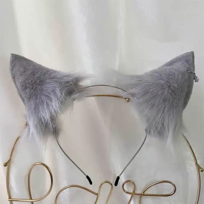 Furry Wolf Ears Tail Headband Accessory
