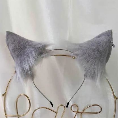 Furry Wolf Ears Tail Headband Accessory