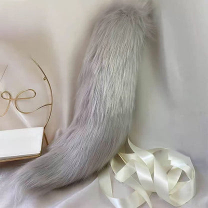 Furry Wolf Ears Tail Headband Accessory - One Size