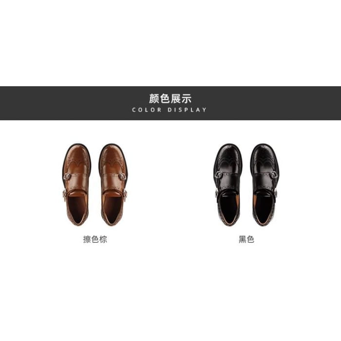 Genuine Leather Buckled Monk Strap Shoes