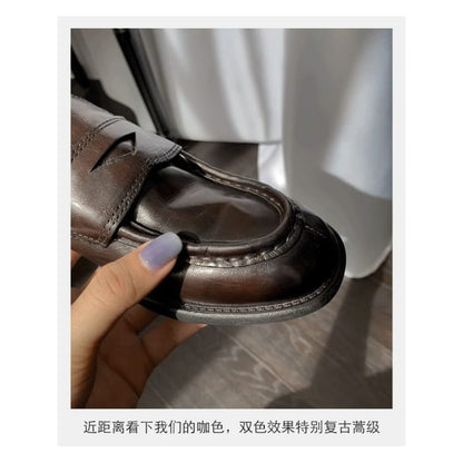 Genuine Leather Plain Loafers