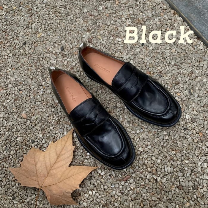 Genuine Leather Plain Loafers