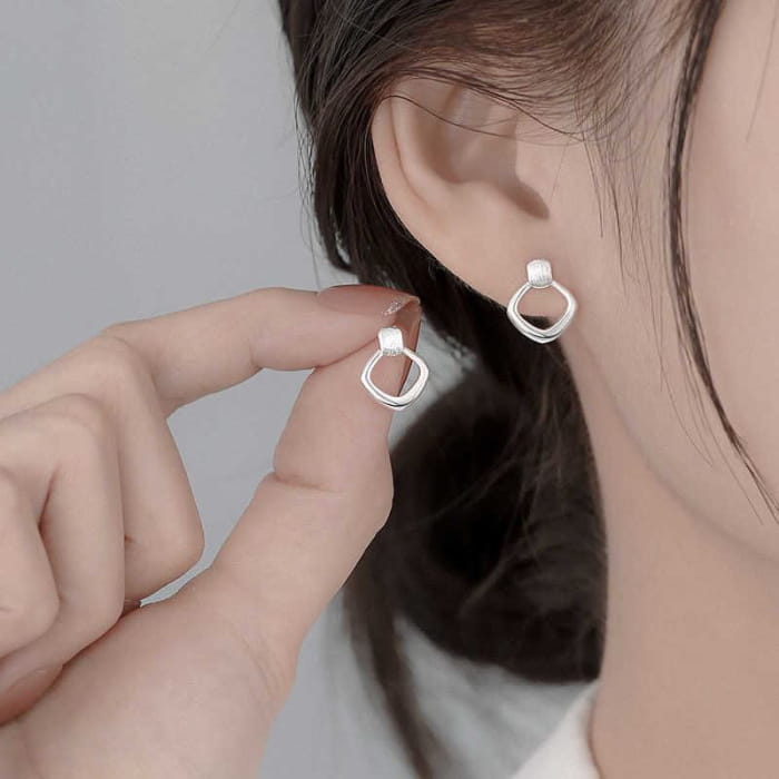 Geometric Alloy Drop Earring