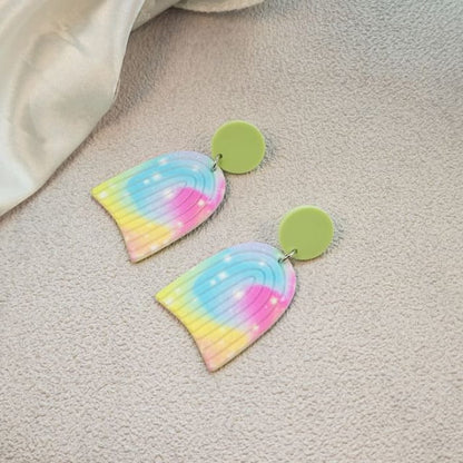 Geometric Drop Earring - 1 Pair - E6093-2 - Green