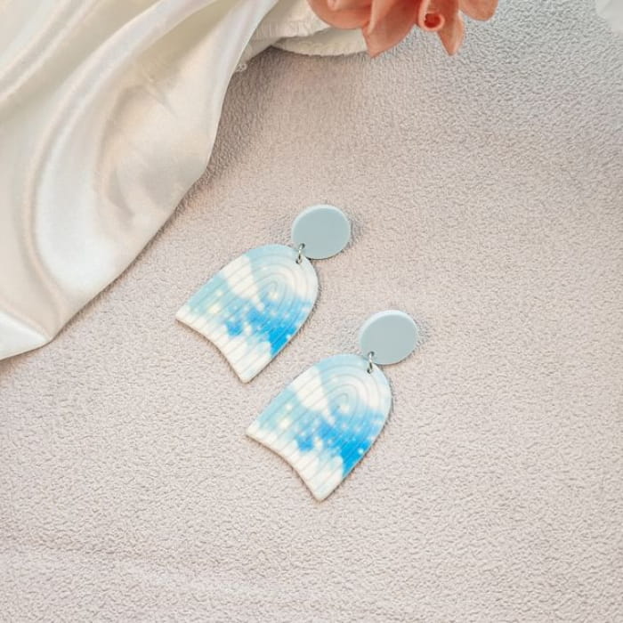 Geometric Drop Earring - 1 Pair - E6093-5 - Light Blue