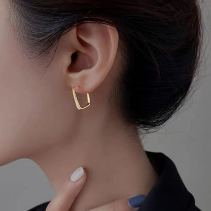 Geometric Hoop Earring - 1 Pair - Gold / One Size