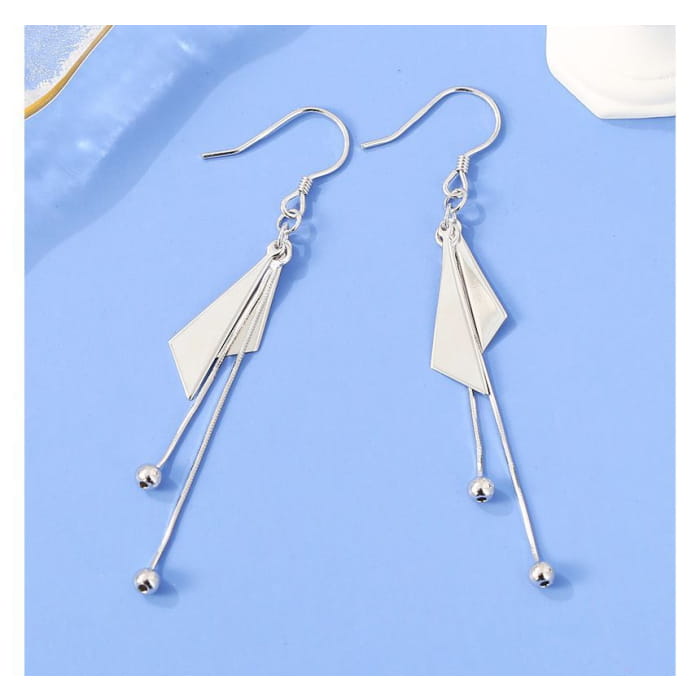 Geometric Sterling Silver Drop Earring