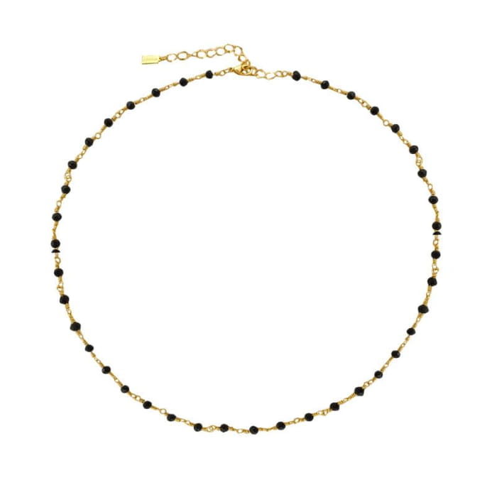 Glass Bead Alloy Bracelet / Necklace - 1 Pc - Black