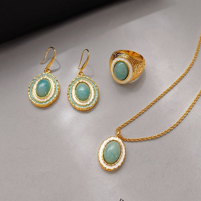 Glazed Oval Drop Earring / Necklace / Ring