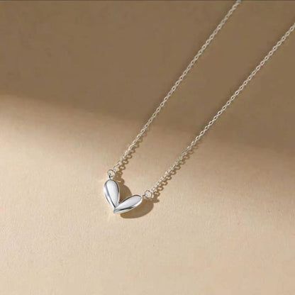 Glossy Heart Necklace - Silver / One Size