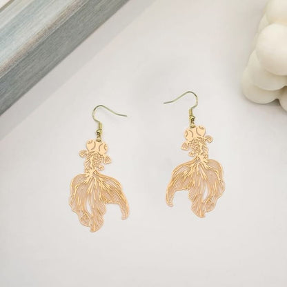 Goldfish Drop Hook Earring - 1 Pair - E6088-7 - Gold