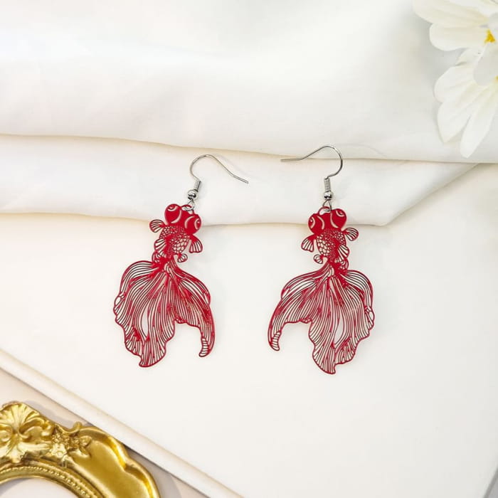 Goldfish Drop Hook Earring - jewelry